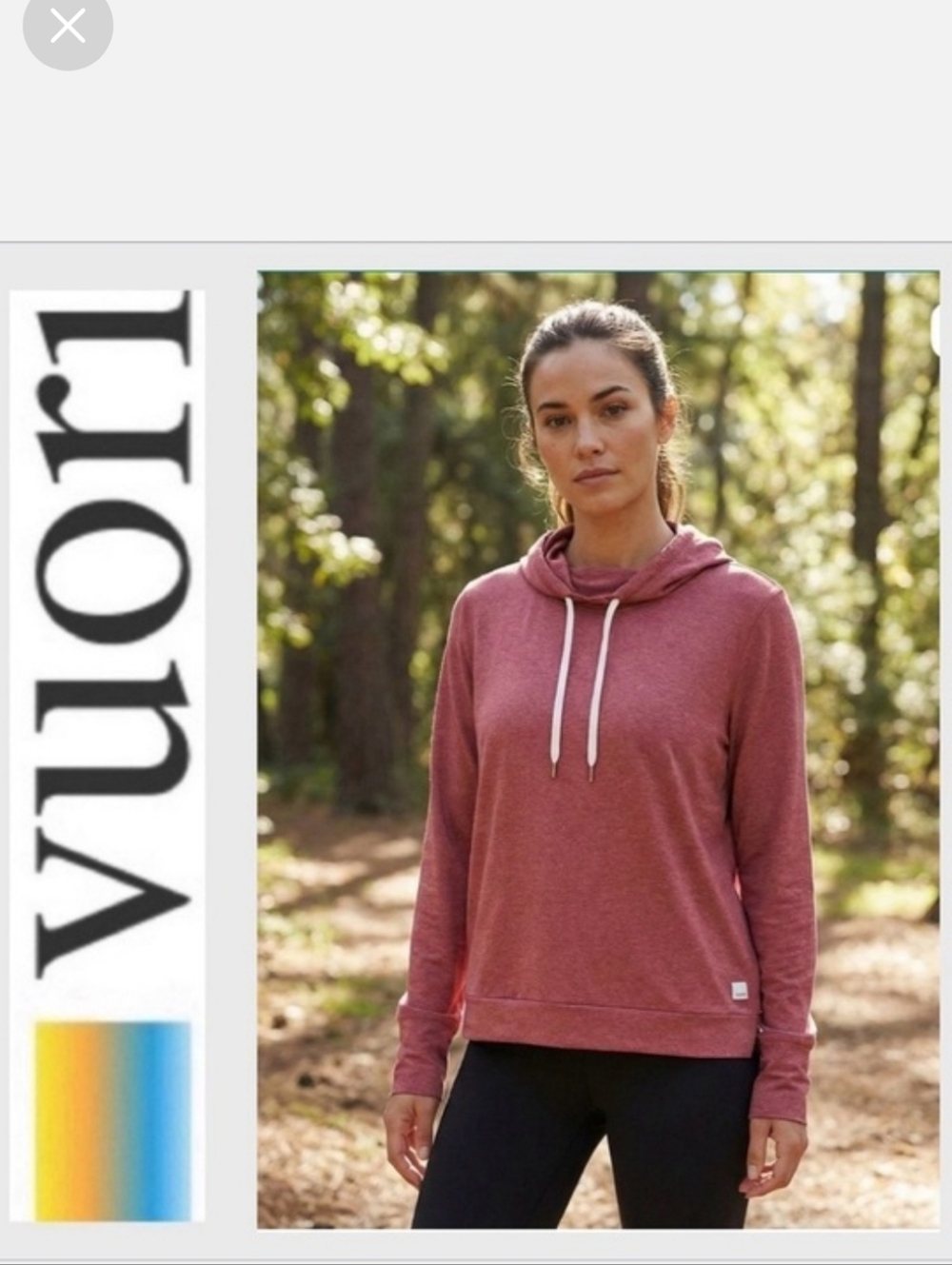 Vuori Maroon Heather Pullover Hoodie with White Drawstrings